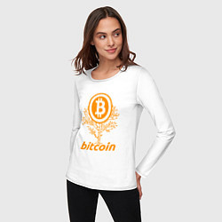 Лонгслив хлопковый женский Bitcoin Tree, цвет: белый — фото 2