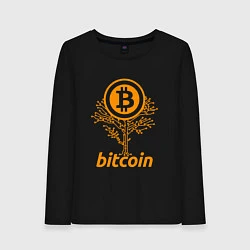 Лонгслив хлопковый женский Bitcoin Tree, цвет: черный