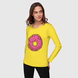 Лонгслив хлопковый женский Сладкий пончик, цвет: желтый — фото 2