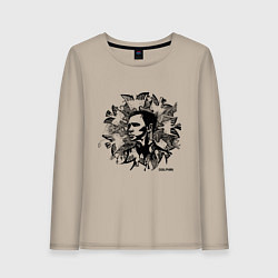 Лонгслив хлопковый женский Dolphin: Birds, цвет: миндальный