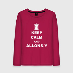 Лонгслив хлопковый женский Keep Calm & Allons-Y, цвет: маджента