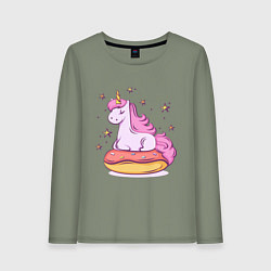 Женский лонгслив Единорог на пончике