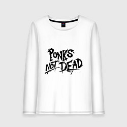 Лонгслив хлопковый женский Punks not dead, цвет: белый