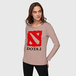 Лонгслив хлопковый женский Dota 2: Logo, цвет: пыльно-розовый — фото 2