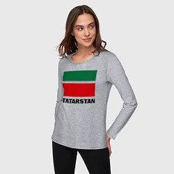 Лонгслив хлопковый женский Флаг Татарстана, цвет: меланж — фото 2