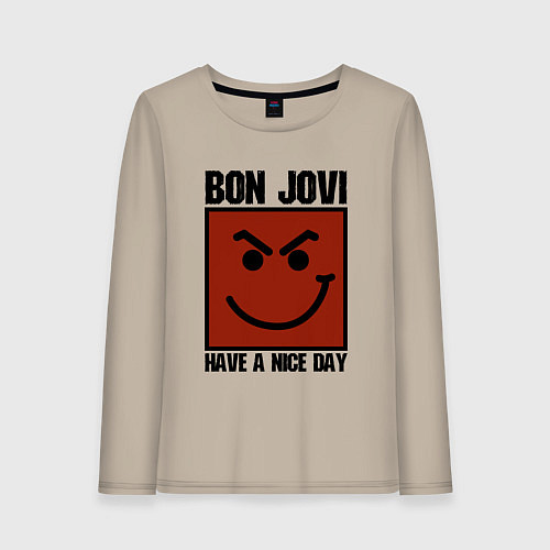 Женский лонгслив Bon Jovi: Have a nice day / Миндальный – фото 1