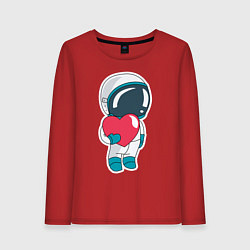 Лонгслив хлопковый женский Влюбленный космонавт, цвет: красный