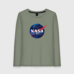 Лонгслив хлопковый женский NASA: Cosmic Logo, цвет: авокадо