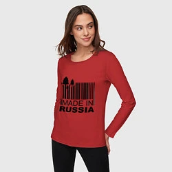 Лонгслив хлопковый женский Made in Russia штрихкод, цвет: красный — фото 2