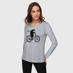 Лонгслив хлопковый женский Ежик на велосипеде, цвет: меланж — фото 2
