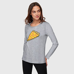 Лонгслив хлопковый женский Bitcoin Pizza, цвет: меланж — фото 2