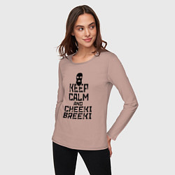 Лонгслив хлопковый женский Keep Calm & Cheeki Breeki, цвет: пыльно-розовый — фото 2