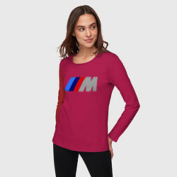 Лонгслив хлопковый женский BMW M, цвет: маджента — фото 2
