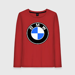 Лонгслив хлопковый женский Logo BMW, цвет: красный