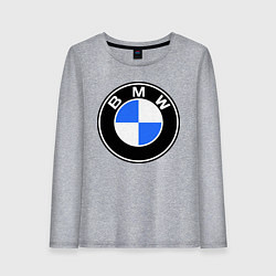 Лонгслив хлопковый женский Logo BMW, цвет: меланж