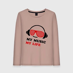 Лонгслив хлопковый женский My music my life, цвет: пыльно-розовый