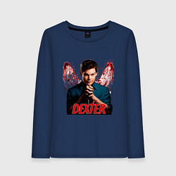 Лонгслив хлопковый женский Dexter: Blooded wings, цвет: тёмно-синий