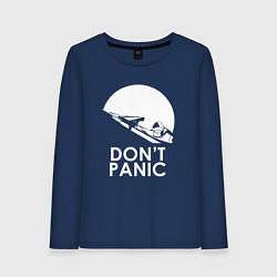 Лонгслив хлопковый женский Elon: Don't Panic, цвет: тёмно-синий