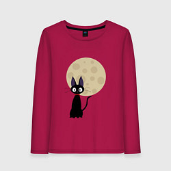 Лонгслив хлопковый женский Лунный кот, цвет: маджента