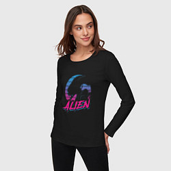 Лонгслив хлопковый женский Alien: Retro Style, цвет: черный — фото 2