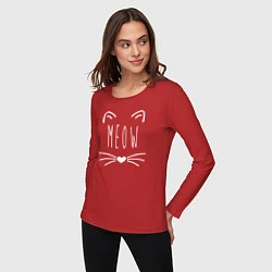Лонгслив хлопковый женский Meow, цвет: красный — фото 2