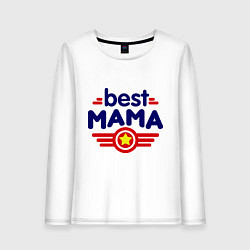 Лонгслив хлопковый женский Best mama logo, цвет: белый