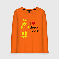 Лонгслив хлопковый женский I love deep house, цвет: оранжевый