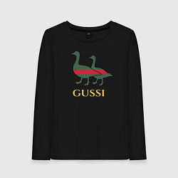 Лонгслив хлопковый женский GUSSI GG, цвет: черный