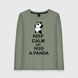 Лонгслив хлопковый женский Keep Calm & Hug A Panda, цвет: авокадо