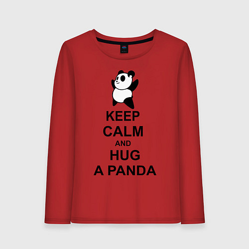 Женский лонгслив Keep Calm & Hug A Panda / Красный – фото 1