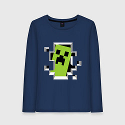 Лонгслив хлопковый женский Crash Minecraft, цвет: тёмно-синий