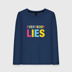 Лонгслив хлопковый женский Everybody Lies, цвет: тёмно-синий