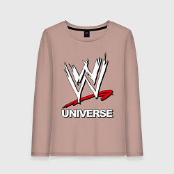 Лонгслив хлопковый женский WWE universe, цвет: пыльно-розовый