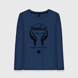 Лонгслив хлопковый женский Fragile Express, цвет: тёмно-синий