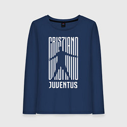 Лонгслив хлопковый женский Cris7iano Juventus, цвет: тёмно-синий