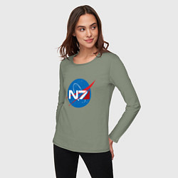 Лонгслив хлопковый женский NASA N7, цвет: авокадо — фото 2