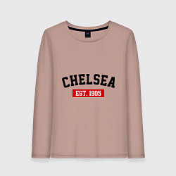 Лонгслив хлопковый женский FC Chelsea Est. 1905, цвет: пыльно-розовый