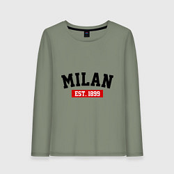 Лонгслив хлопковый женский FC Milan Est. 1899, цвет: авокадо