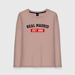Лонгслив хлопковый женский FC Real Madrid Est. 1902, цвет: пыльно-розовый