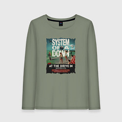 Лонгслив хлопковый женский System of a Down, цвет: авокадо