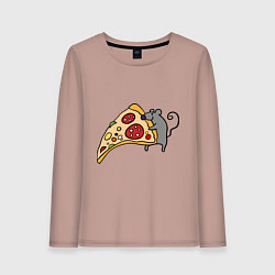 Лонгслив хлопковый женский Кусочек пиццы парная, цвет: пыльно-розовый
