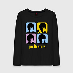 Лонгслив хлопковый женский The Beatles: pop-art, цвет: черный