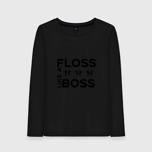 Женский лонгслив Floss like a boss / Черный – фото 1