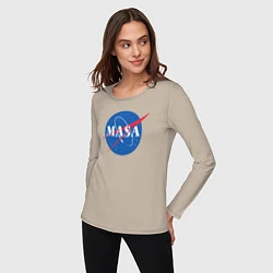 Лонгслив хлопковый женский NASA: Masa, цвет: миндальный — фото 2