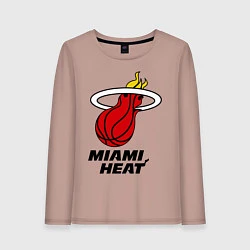 Лонгслив хлопковый женский Miami Heat-logo, цвет: пыльно-розовый