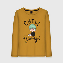 Лонгслив хлопковый женский Chill Yoongi, цвет: горчичный