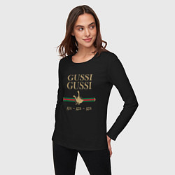 Лонгслив хлопковый женский GUSSI Ga-Style, цвет: черный — фото 2