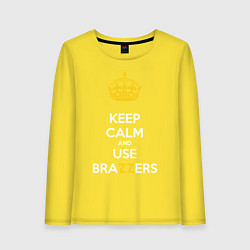 Лонгслив хлопковый женский Keep Calm & Use Brazzers, цвет: желтый