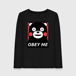 Лонгслив хлопковый женский Kumamon: Obey Me, цвет: черный