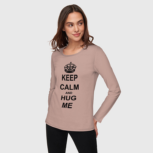 Женский лонгслив Keep Calm & Hug Mе / Пыльно-розовый – фото 3